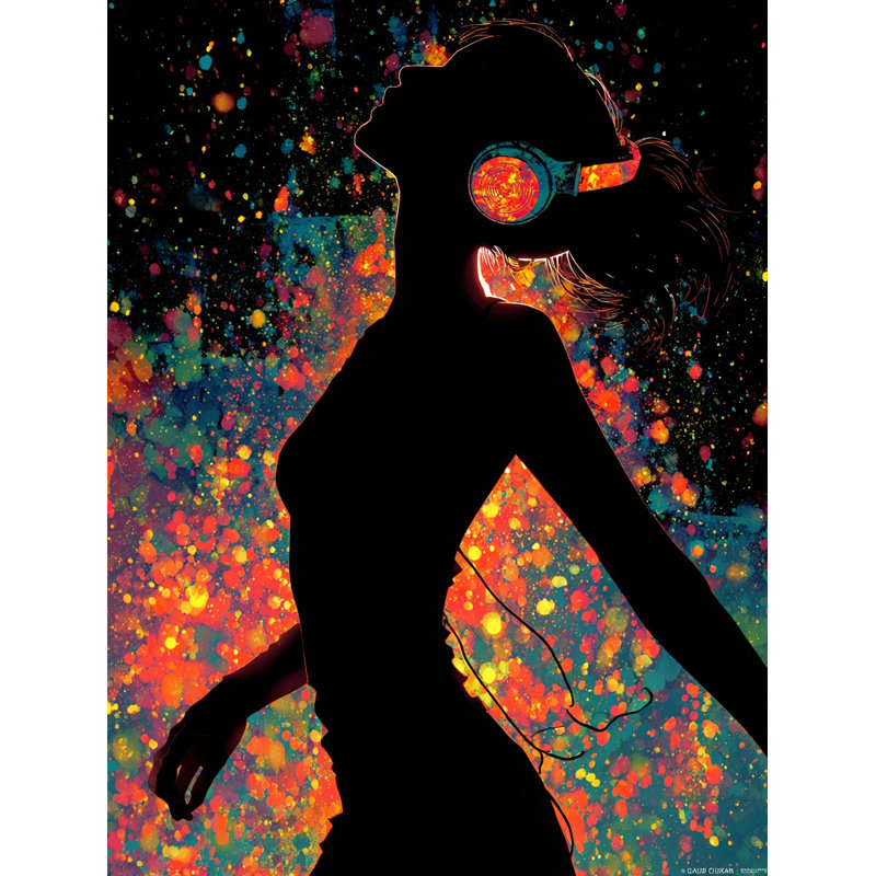 «Confetti Silhouette», art mural sur toile tendue, L 30 po x H 40 po x P 1,5 po