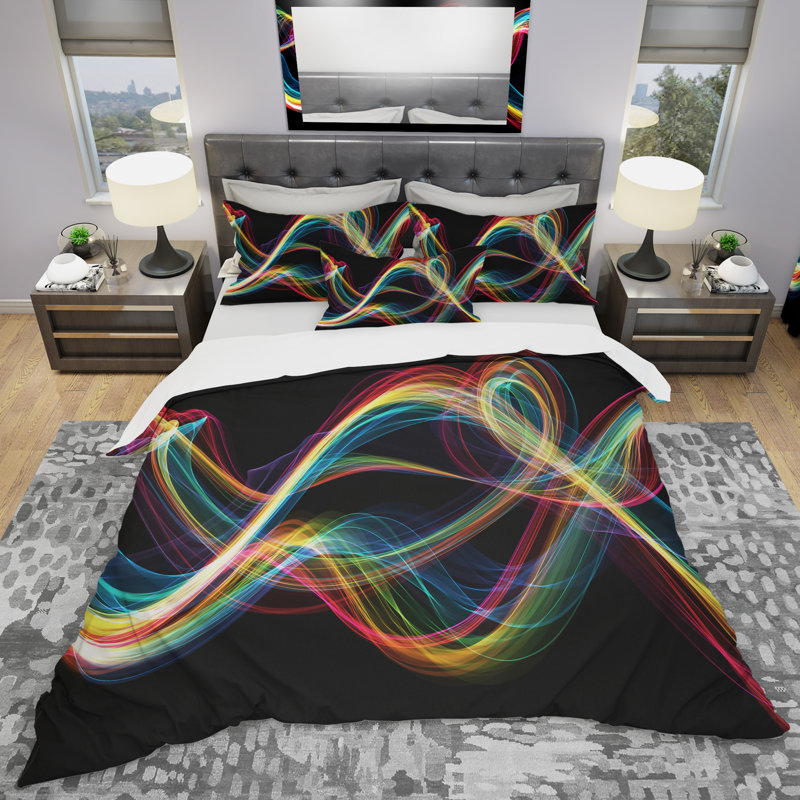 Coloured Smoke - Ensemble de housse de couette abstrait - Microfibre de polyester