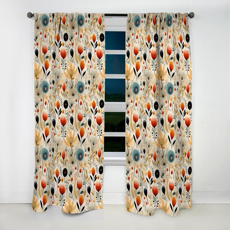 Mod Botanicals II - Rideau Mid-Century - Rideau occultant géométrique - 1 panneau, L 52 po x L 95 po