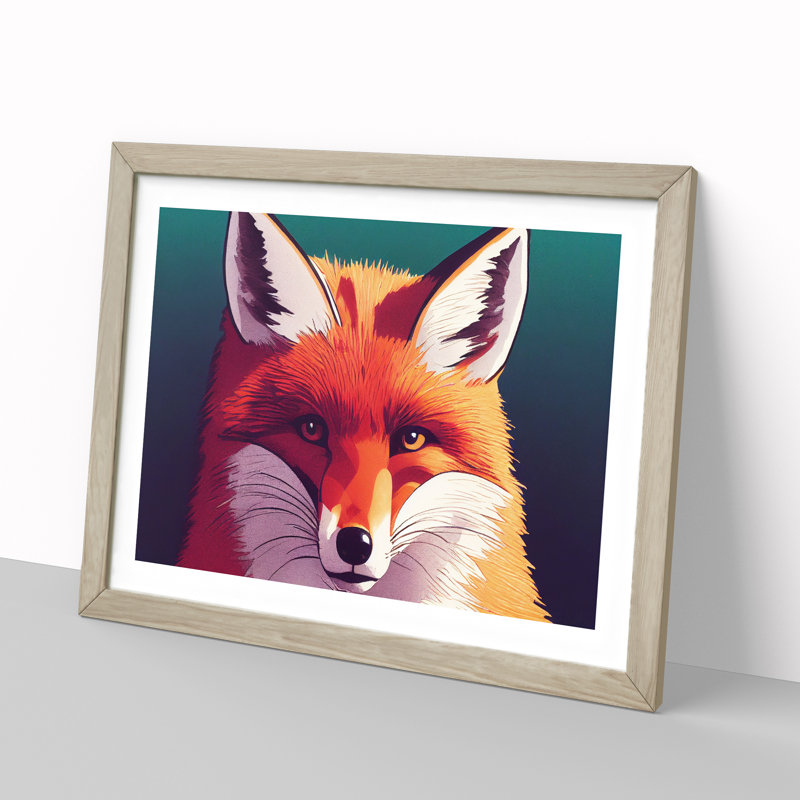 A Lush Fox - Framed Print, 46cm H x 64cm W x 2cm D, Oak
