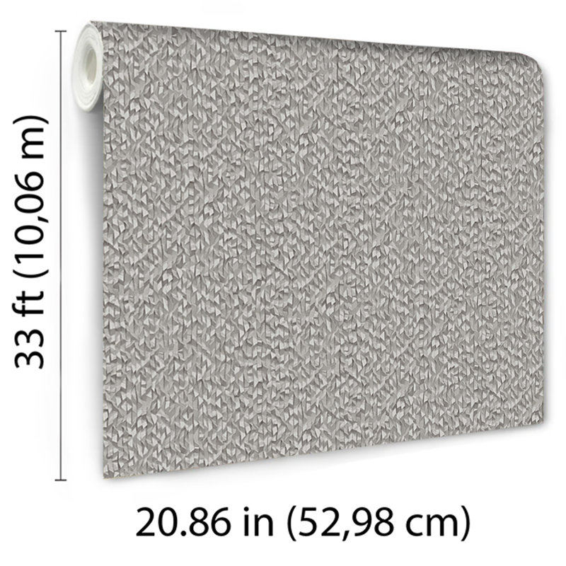 Textured Weave Plain Wallpaper, Grey