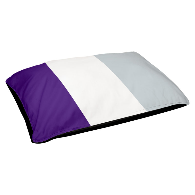 Golden State Polyester Pet Bed, Medium (28" W x 18" D x 9.5" H), Purple/White/Silver