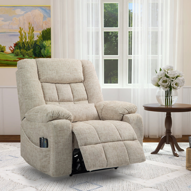 Muli 43.20"W Power Lift Recliner with Head & Footrest, Dual Motor, Lay Flat, Lumbar Support, Beige