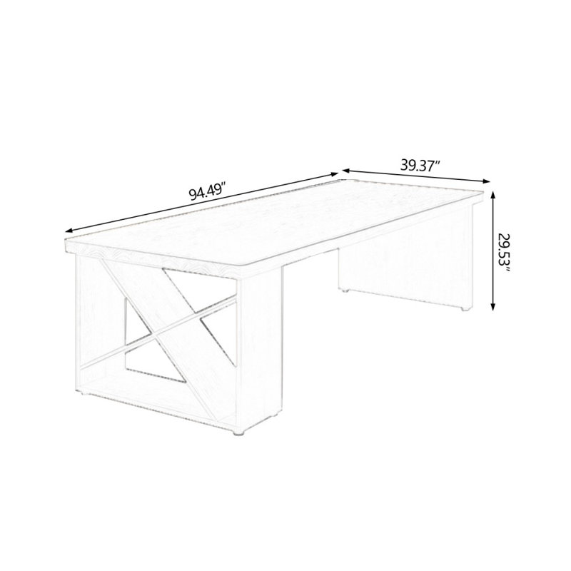 Light walnut Rectangular Solid Wood desks, 29.53" H x 94.49" W x 39.37" D