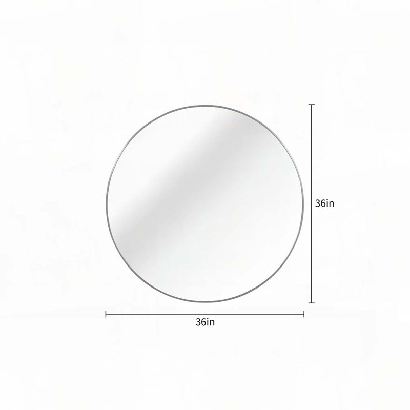 Miroir mural pour salle de bain, 36 po x 36 po, Argent argent