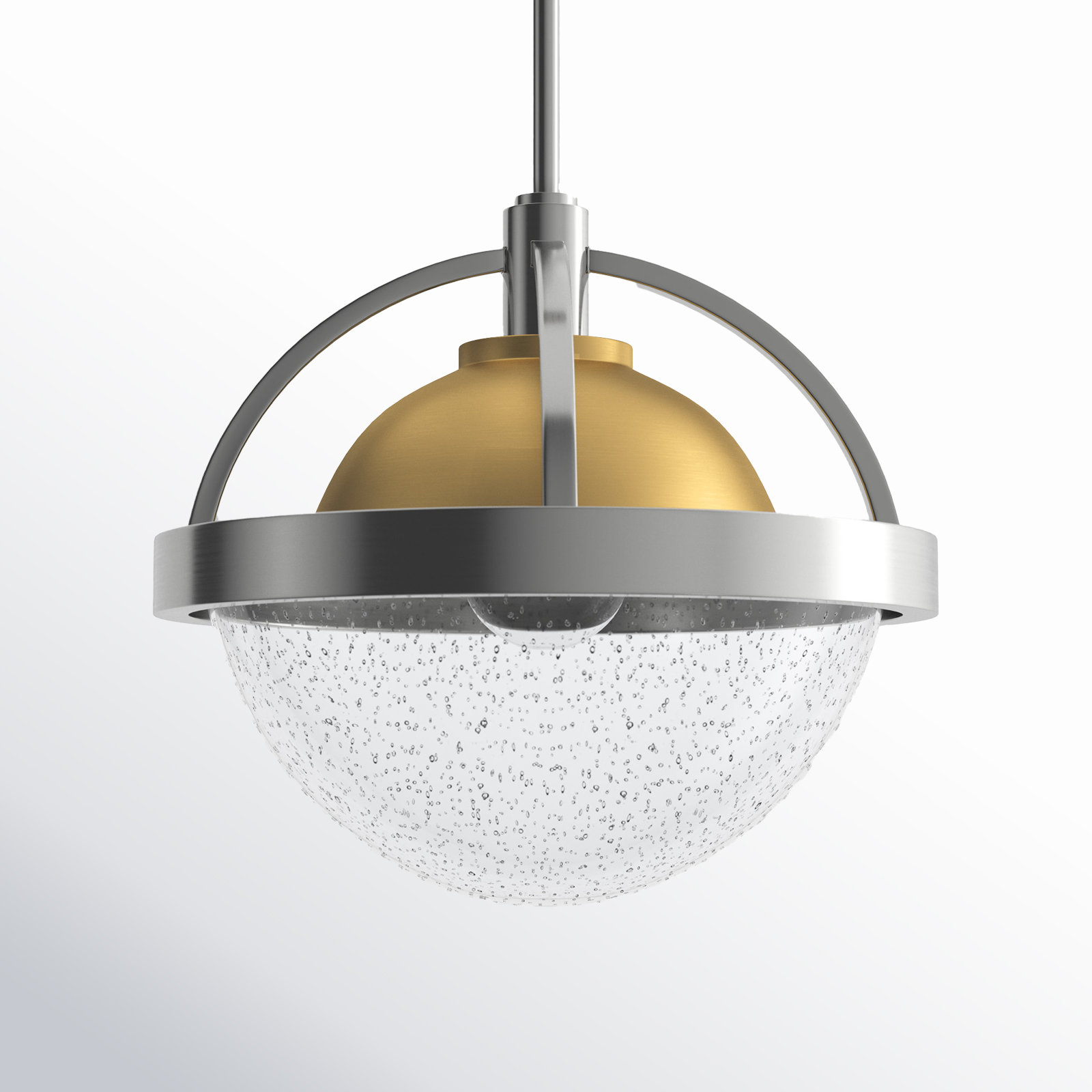 Kathryn Single Light Glass Dimmable Pendant, Polished Nickel, Heritage Brass