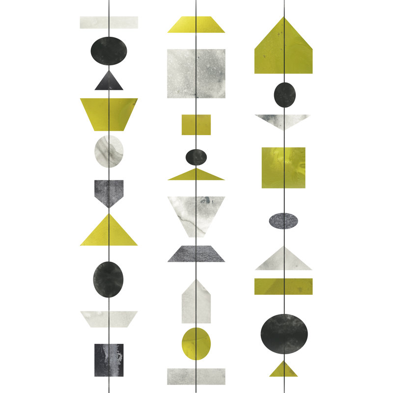 Geo Mobile III - Print on Canvas, 46cm H x 30cm W, Black Floater Framed