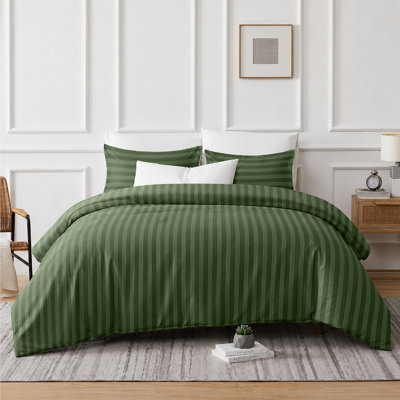 Striped Microfiber Complete Bedding Set | Duvet Cover, Deep Fitted Sheet & Matching Pillowcases