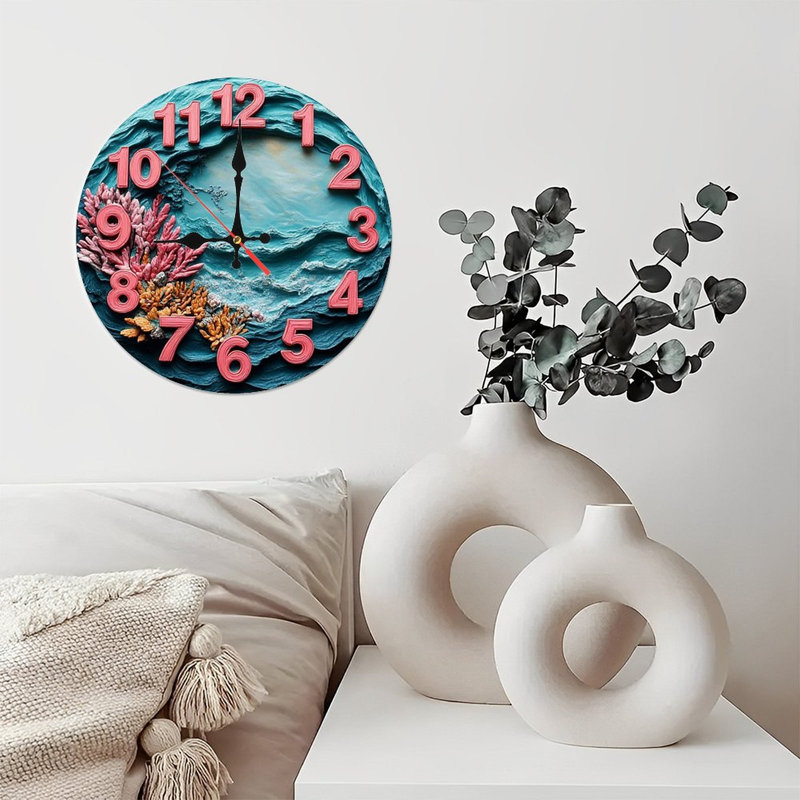 Décoration murale horloge corail Ocean Wave