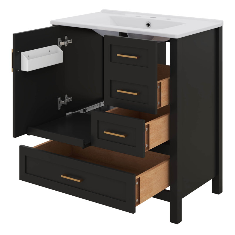 30" Bathroom Vanity With Sink Combo Set, Bathroom Storage Cabinet With A Soft Closing Door, 3 Drawers And Removable Tray