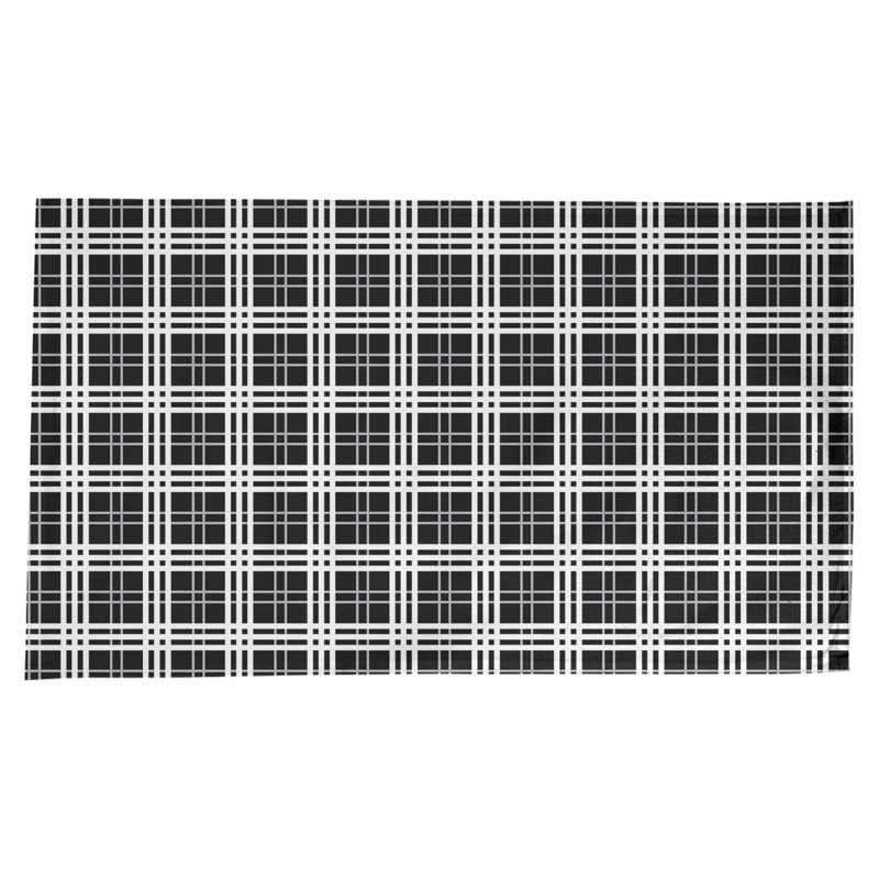 Nappe en mélange de coton à carreaux, Noir/argent/blanc