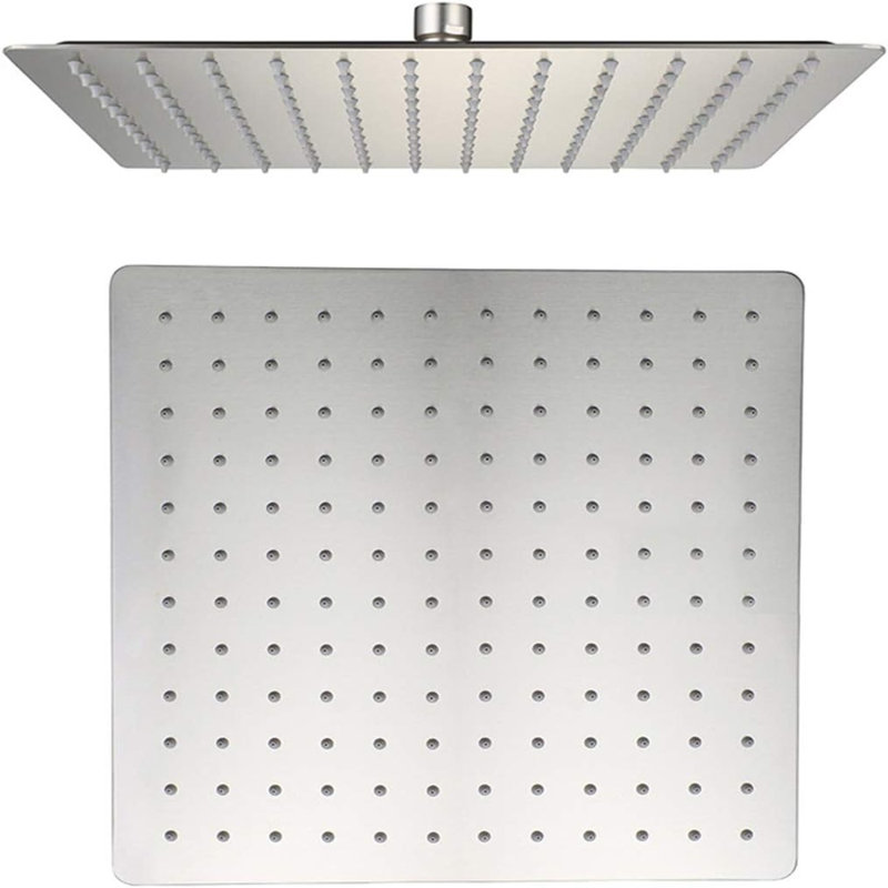 Pomme de douche à pluie 12 pouces, pomme de douche carrée ultra mince en acier inoxydable 304, Chrome