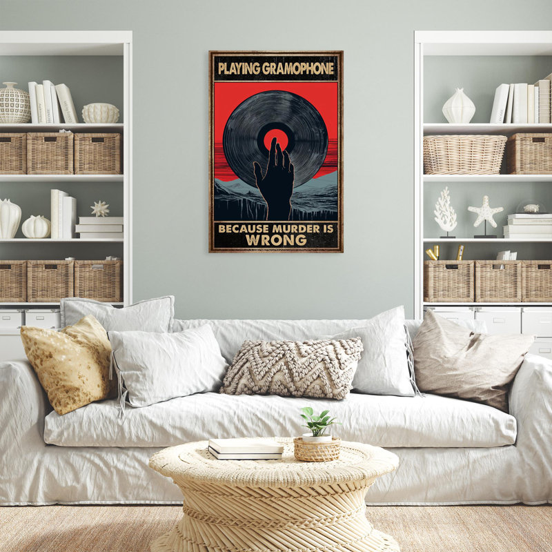 «Izelia jouant du Gramophone sur toile», impression, H 36 po x l 24 po x P 1,25 po
