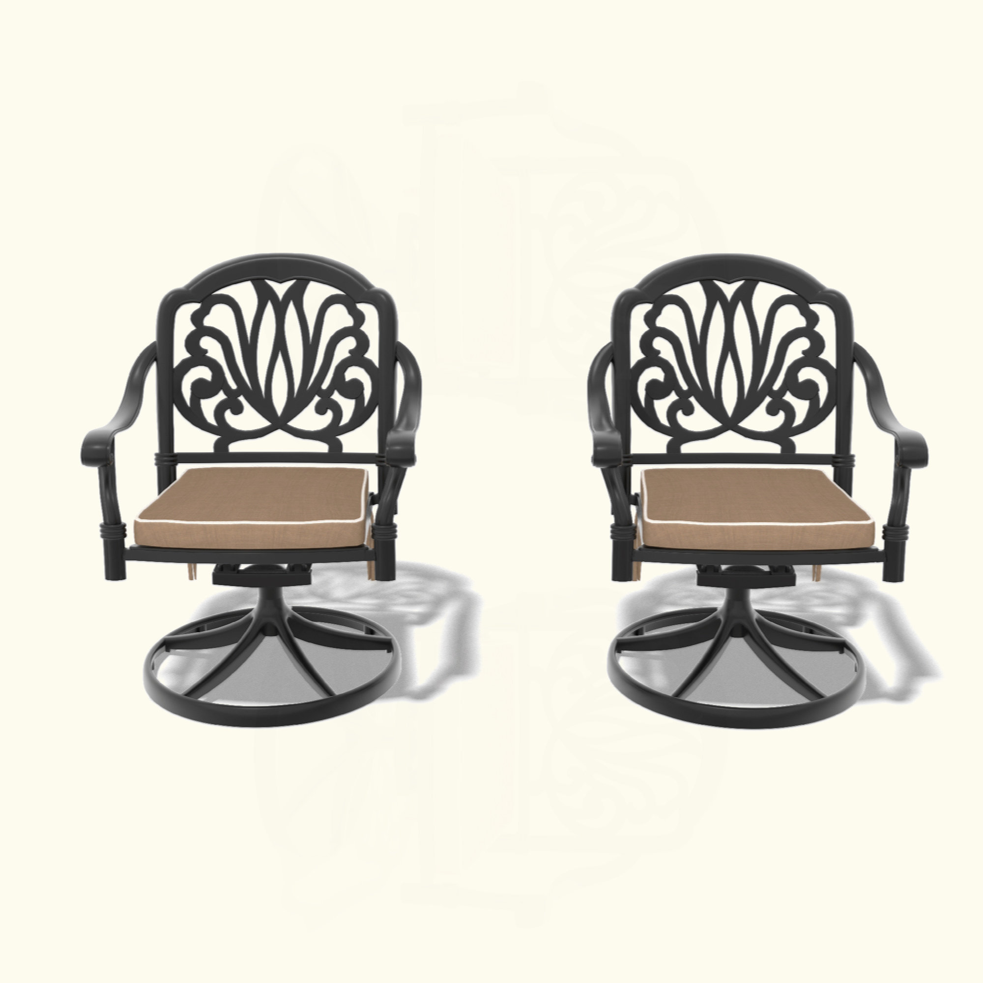Astoria Grand Cast Aluminum Patio Swivel Chair 4PCS With Frame And ...