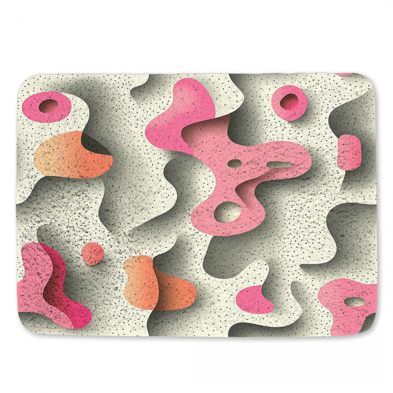 Tapis de bain à formes abstraites, décoration de salle de bain éclectique, L 34 po x l 21 po
