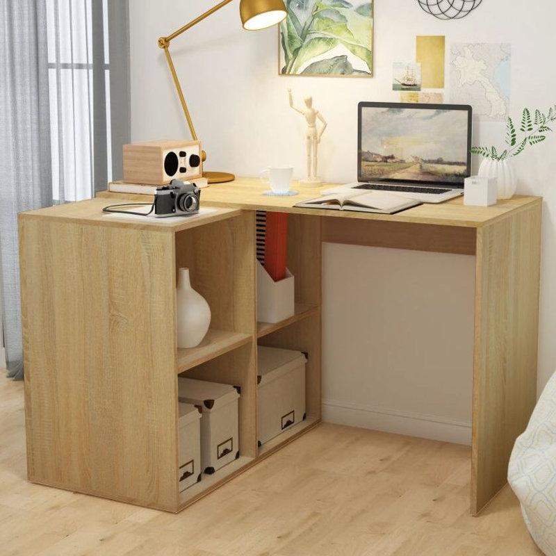 Patmos L-Shaped Writing Desk, Oak