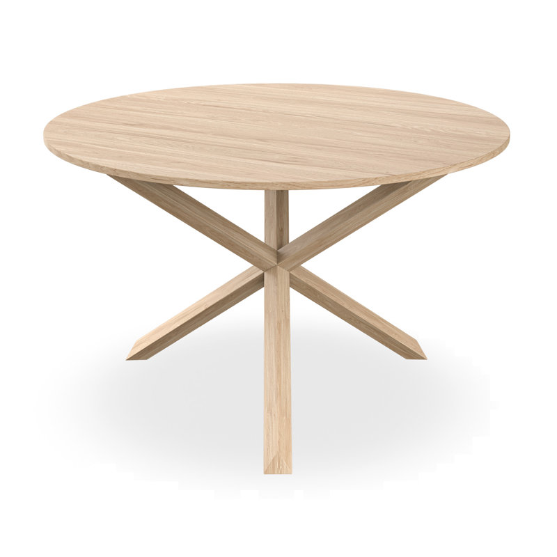 Daryen Round Solid Wood Base Dining Table, Tan