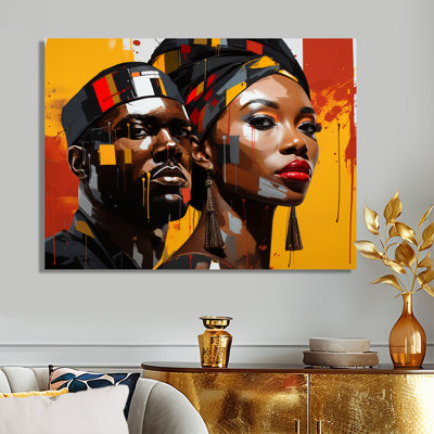 Gracieux couple afro-américain Royal Attitude - Couple, art mural