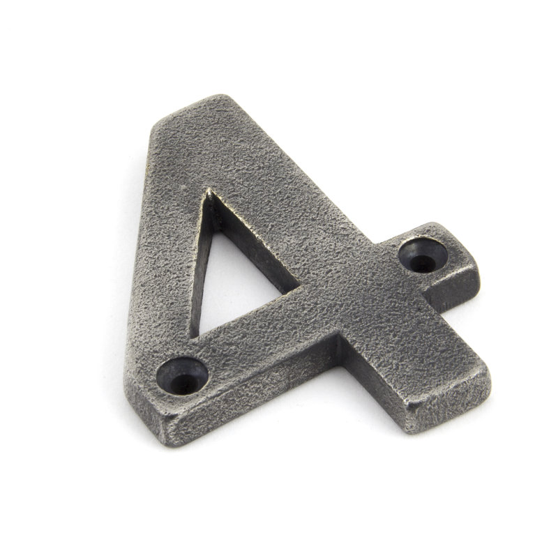 7.8cm H Metal House Number, Antique Pewter, 4