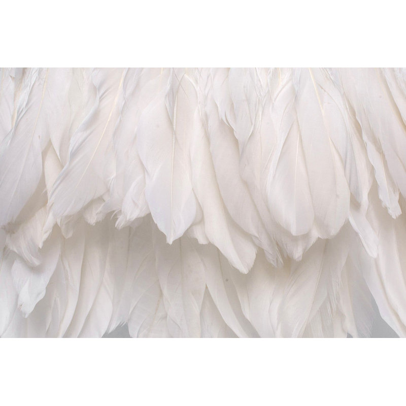 Abat-jour tambour en plumes (araignée), H 11,02 po x l 15,75 po x P 15,75 po, Blanc