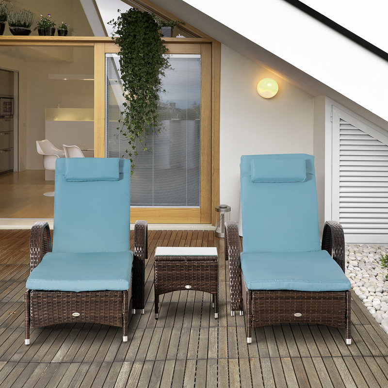 Shemsie Outdoor Metal Chaise Lounge with Table , Cushion Included, Gray