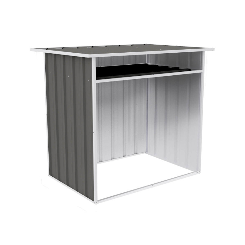 Rangement à bûches en acier galvanisé l 4 pi x P 2,5 po x H 3,7 po Absco Woodstore, Gris terrain boisé