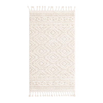 Jennylynn Geometric Machine Woven Polyester Area Rug in Ivory