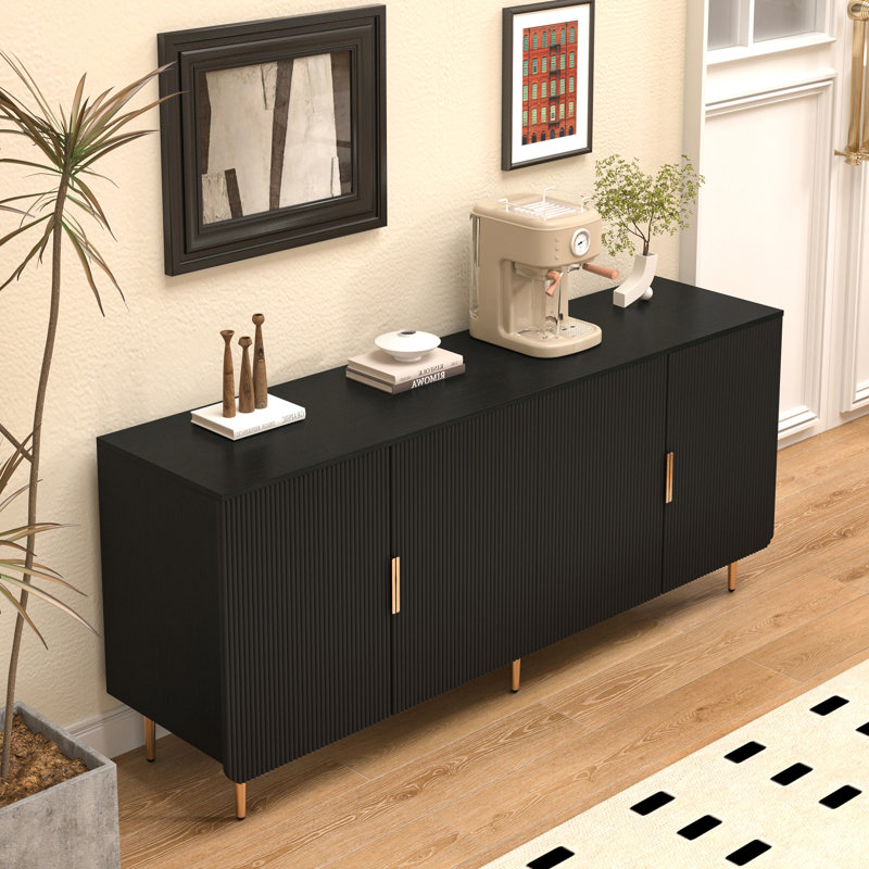 Commode, buffet, service de buffet, Noir antique