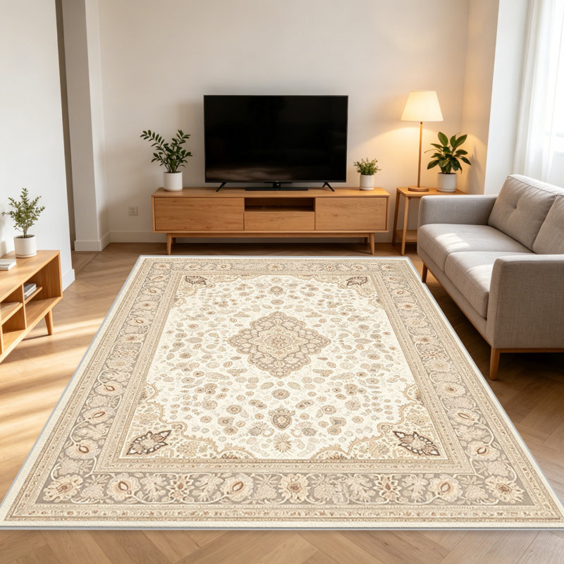 Ivory Bloom carpet-easy to clean, machine-washable, soft and comfortable; suitable for door mats, kitchens, living rooms, bedrooms, corridors, and laundry areas. Easy to clean, durable carpet for home decoration.