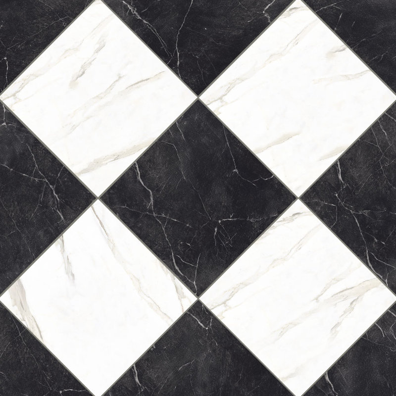 Ravenna Checkerboard 12X12 Wall and Floor Tile, White/Black
