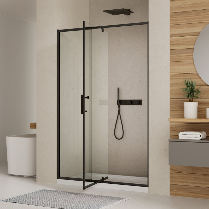 38-42" W x 71" H Pivot Swing Glass Shower Door,Pivot Frame Shower Door with 1/4"(6mm) Clear SGCC Tempered Glass,Matte Black Finish Shower Doors,Reversible Installation