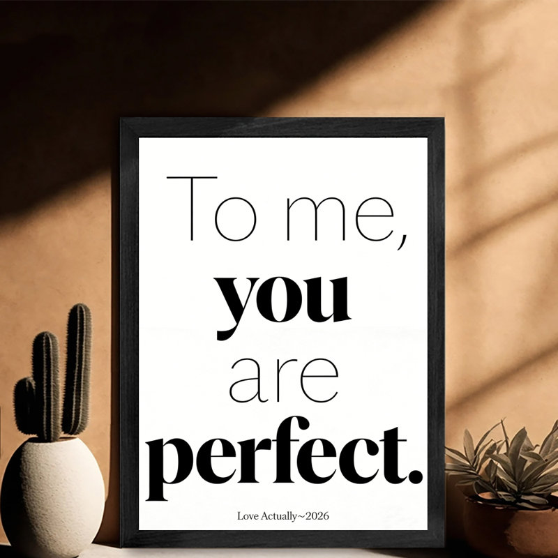 Noir encadré rétro «To you, you are parfait», art mural, impression sur le thème de la Saint-Valentin, H 17 po x l 13 po