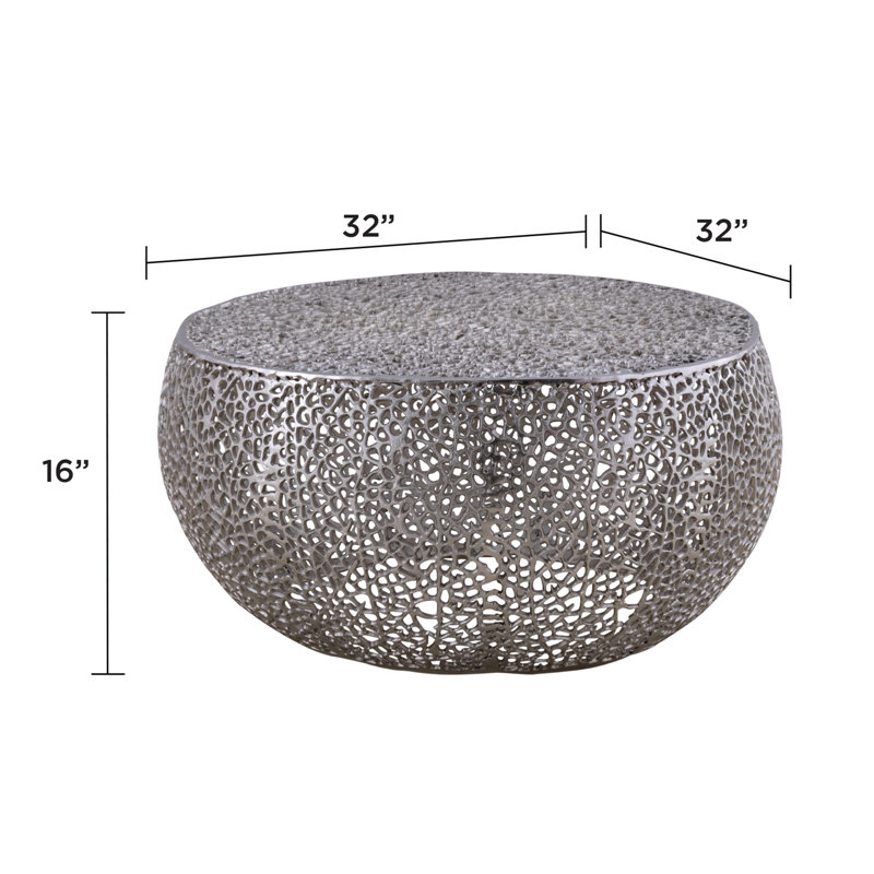Table basse en aluminium Kawanna, Argent