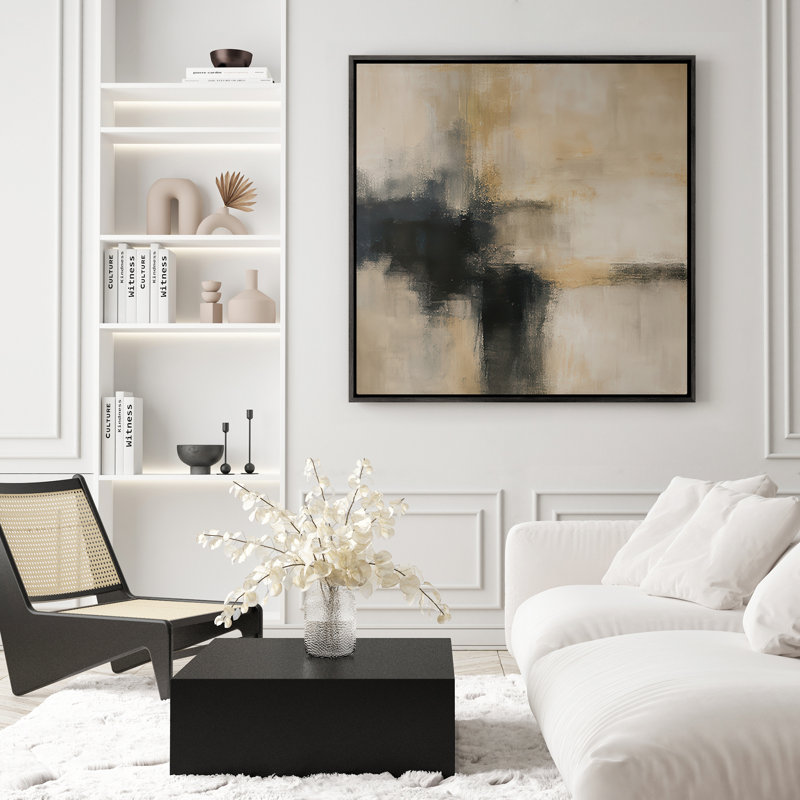 Art mural encadré abstrait rétro antique classique pour chambre à coucher, H 16 po x l 16 po, Noir