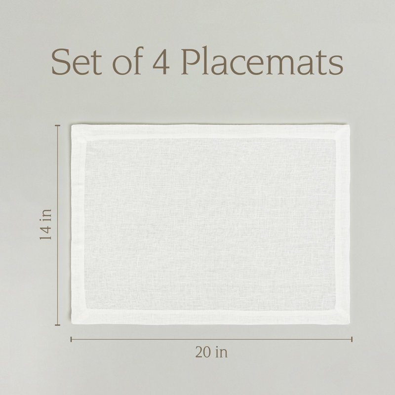 Over&Back 100% Linen Woven Placemats, Set of 4, Ivory