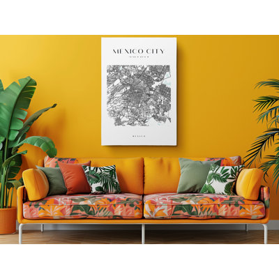 Mexico City Map Print Mexico Canvas Print