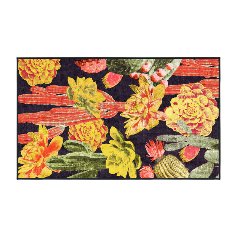Nakiaya Hand Loomed Washable Floral Indoor Rug, Rectangle 8' x 10'