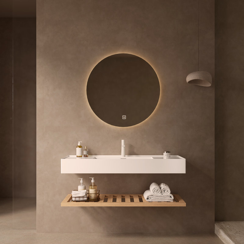 Meuble-lavabo de 48 po avec lavabo vasque, lavabo mural flottant rectangulaire en acrylique intégré sans robinet