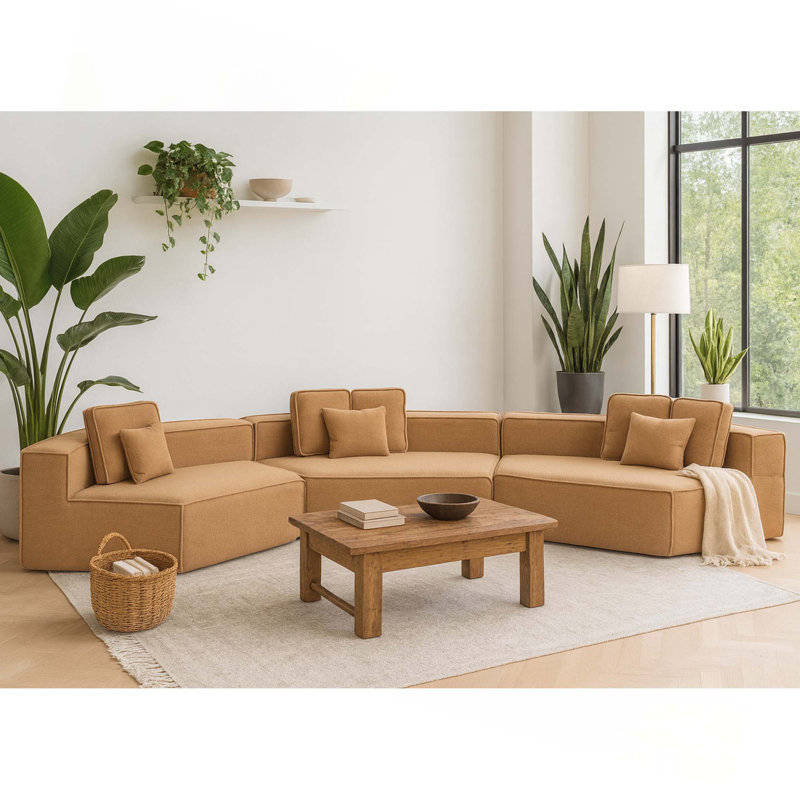 Canapé modulaire multi-sièges Boneless, Tissu brun