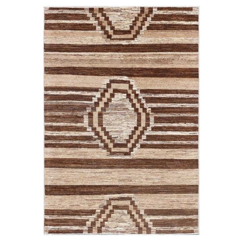 Geometric Hand Knotted 126cm X 185cm Area Rug