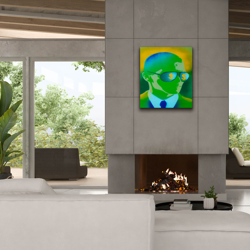 «Dollar Bills Green» par Abstract Graffiti, H 30 po x l 26 po x P 1,5 po