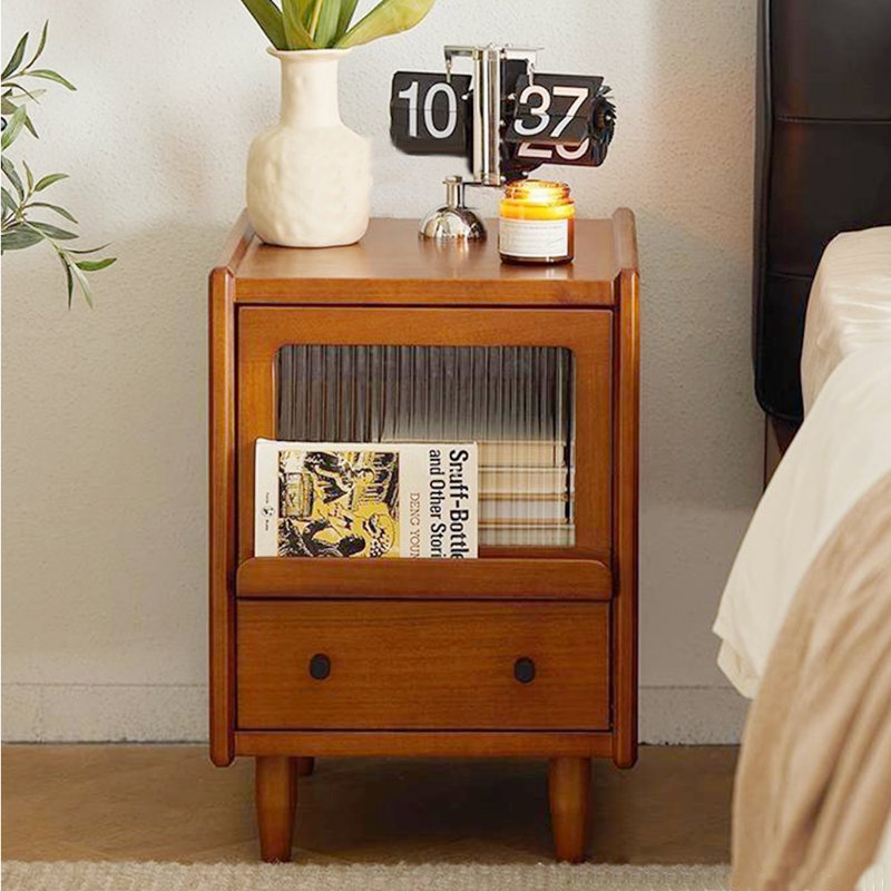 Solid Wood Nightstand End Table With Drawer