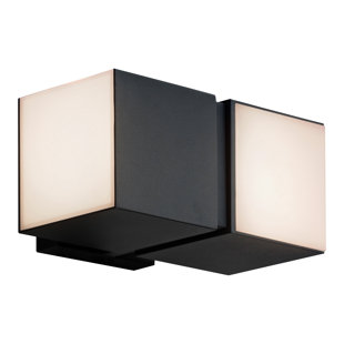 Matte Black 2 - Bulb Integrated LED Frosted Glass Outdoor Armed Scone