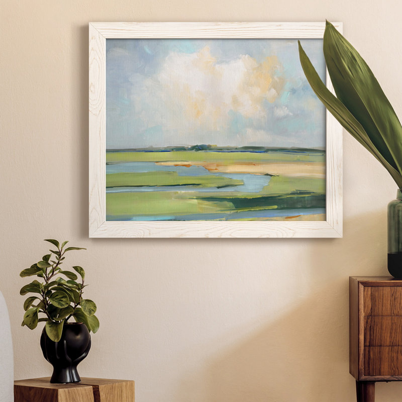 Pastel Horizon II - peinture sur toile encadrée, H 24 po x l 18 po x P 1,5 po, Blanc