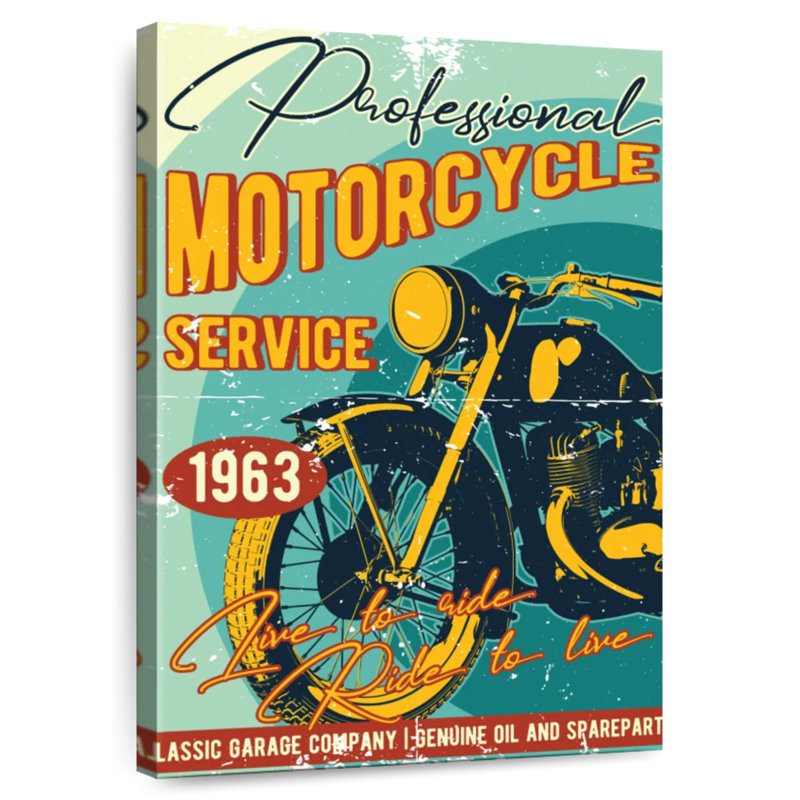 Vintage Motorcycle Poster, 24" H x 16" W