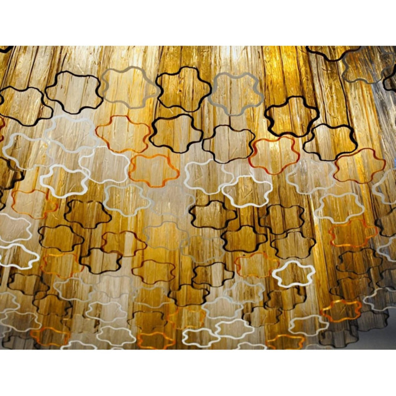 Lustre vénitien en verre de Murano, Brun nickel, H 13 po x l 22 po x P 22 po, Transparent