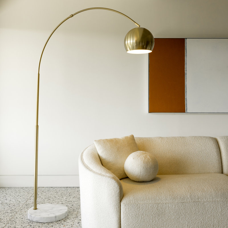 Adjustable Brass Arc Floor Lamp with Marble Base