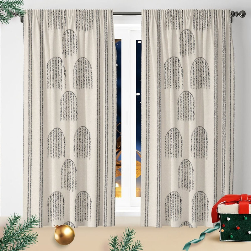 Arc & Striped Texture Blackout Curtains Set Of 2, 28 × 40