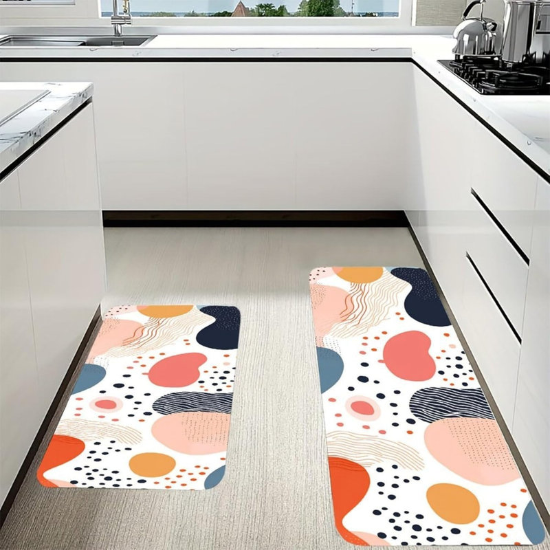 Multicolore 2 pièces, tapis de cuisine Boho, ludique et moderne pour la cuisine et le salon