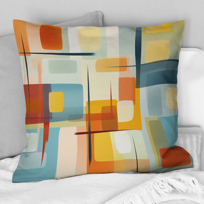 Art géométrique minimaliste Mid-Century II abstrait - Coussin décoratif imprimé Mid-Century abstrait